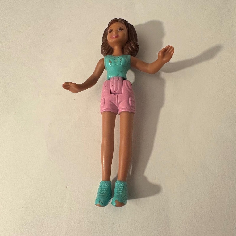 Polly Pocket Doll 2003 McDonald's Figure Pink Shorts Teal Top 3.5"